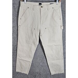 Gap Canvas Carpenter Pants Mens Size 32x30 Natural Off White Cotton Pockets